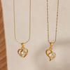 18K Zirconia Hollow Heart Pendant Necklace with Stainless Steel Chain for Women