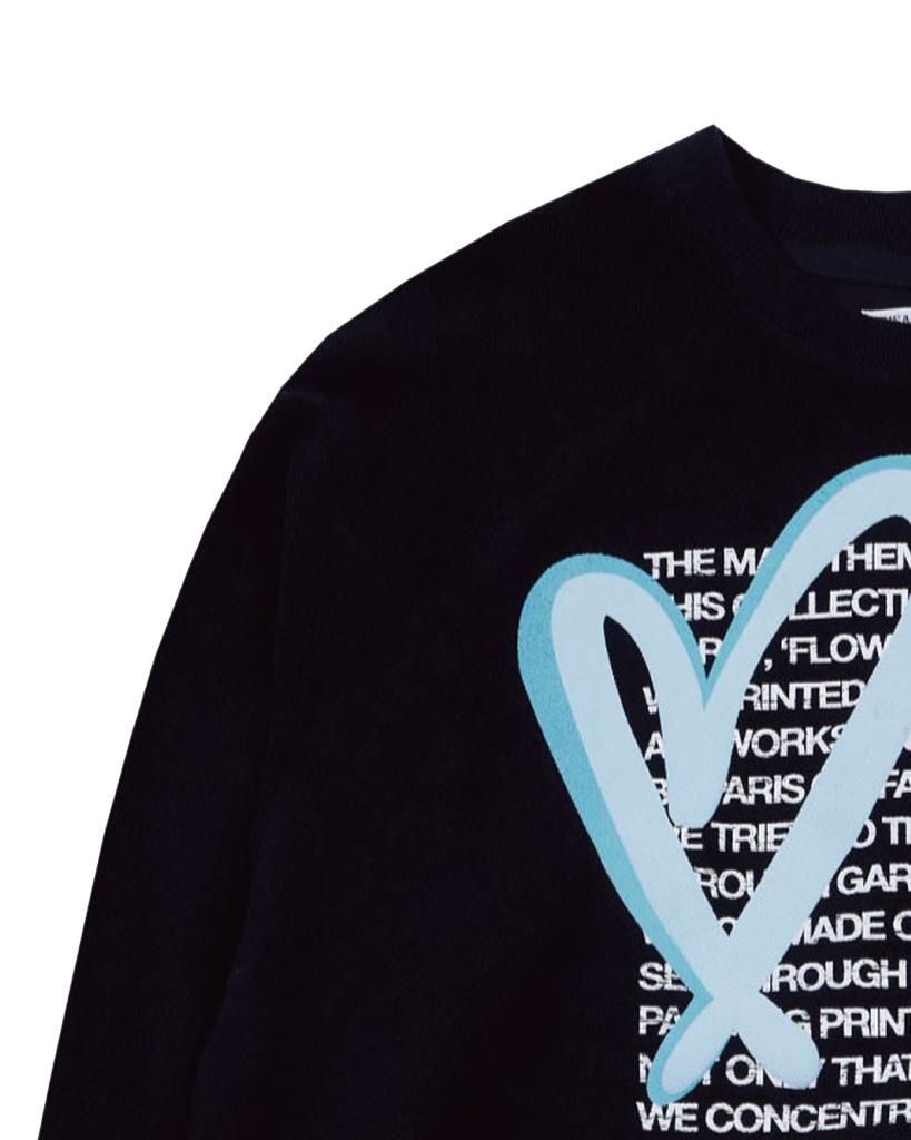 THEMUSEUMVISITOR Heart Printed Inside-Out Sweatshirts (Black)