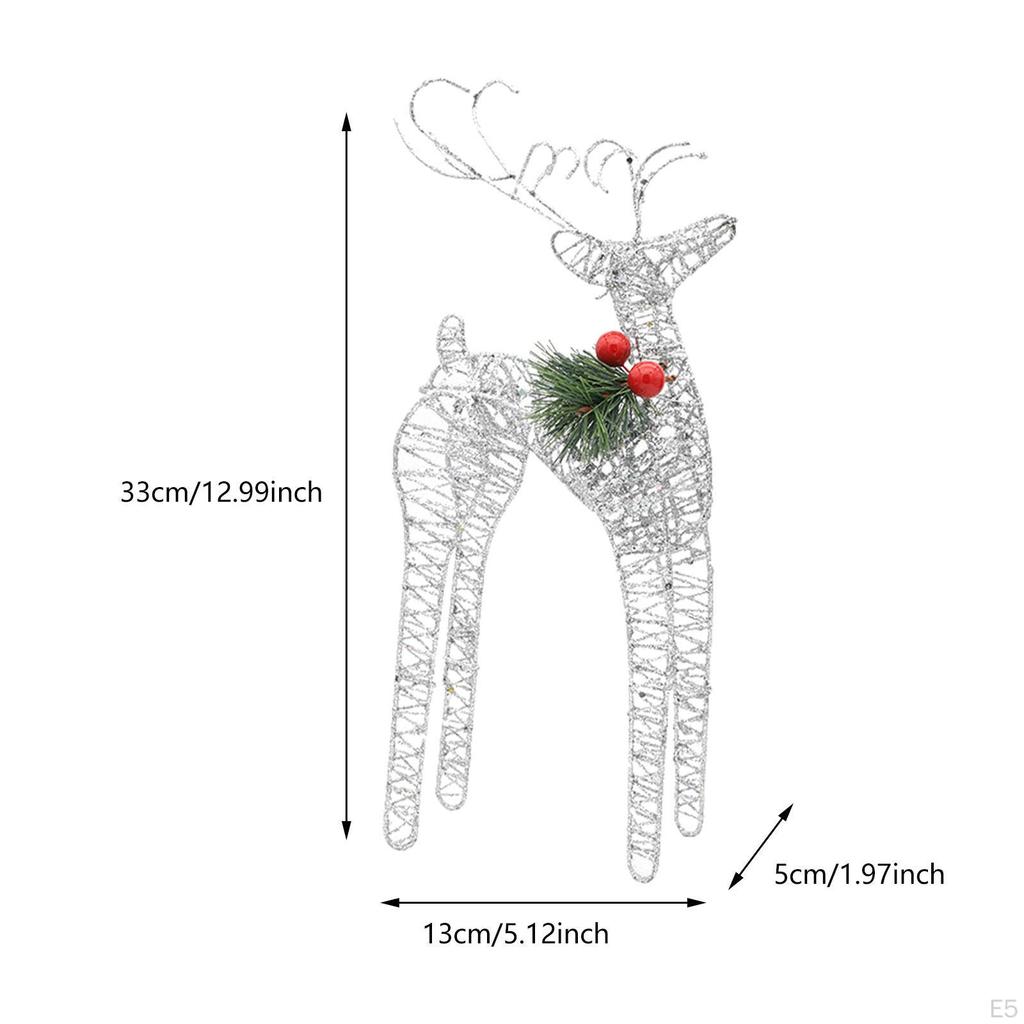 2Pcs Christmas Decorations Reindeer Decors Tabletop Decorative Lighted Deer Figurines Yard Ornament