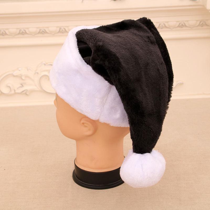 Deluxe Black Plush Santa Hat - Adult Christmas Decoration
