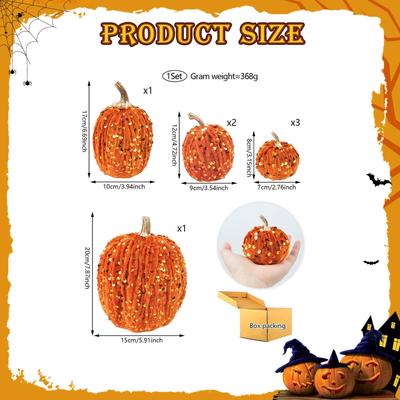 7x Artificial Glitter Pumpkins Fake Pumpkin Centerpiece Party Lifelike Home Halloween Craftsmanship Holiday Fall Decorations