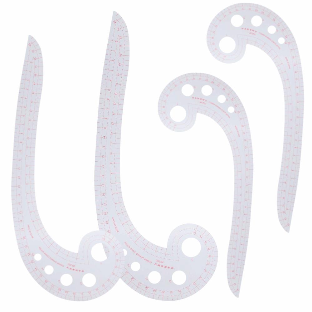4pcs Plastic French Curve Ruler Comma Shaped Pattern Making Ruler Sewing Ruler For Clothes Making