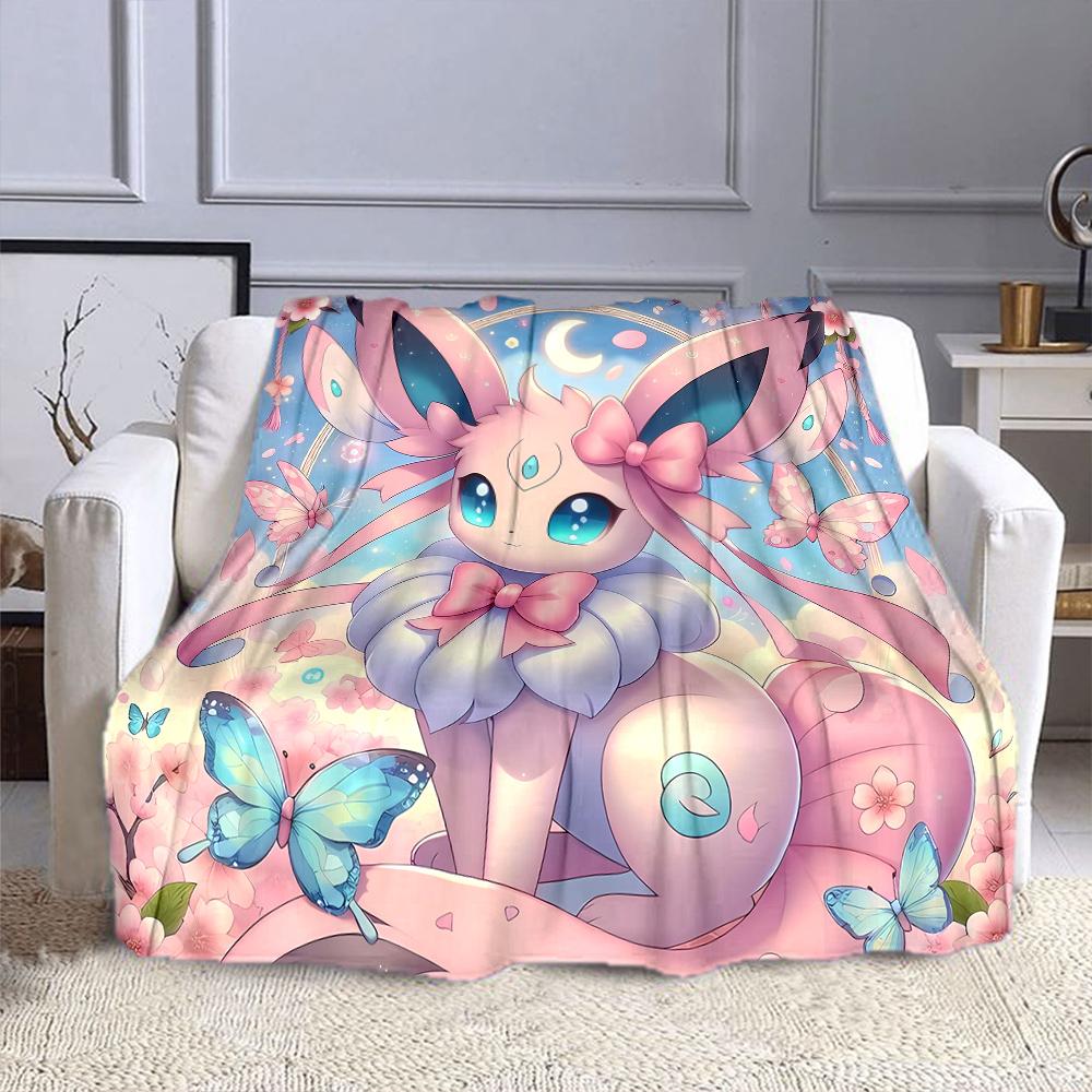 Pokemon Cute Sylveon Eevee Pink Printing Blanket Adult Children Warm Blankets Home Travel Soft and Comfortable Blanket
