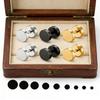 One Pair Black Stainless Steel Round Stud Earrings For Women Dumbbell Piercing Earrings Men Punk Fashion Zircon 2-14mm