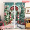 2pcs 2D Flat Printing Merry Christmas Popular Window Curtains Christmas Party Versatile Fabric Without Electricity Family Party