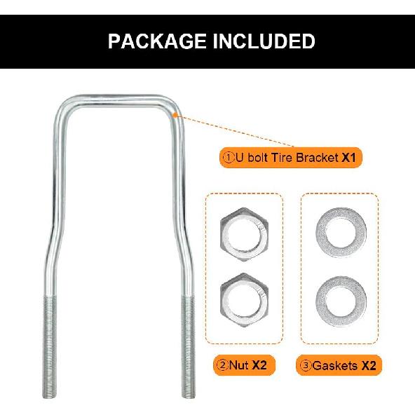 Trailer Spare Tire Mount Bracket U-Bolt Tire Carrier Holder Fit For Side Mount 4 Or 5 Lug
