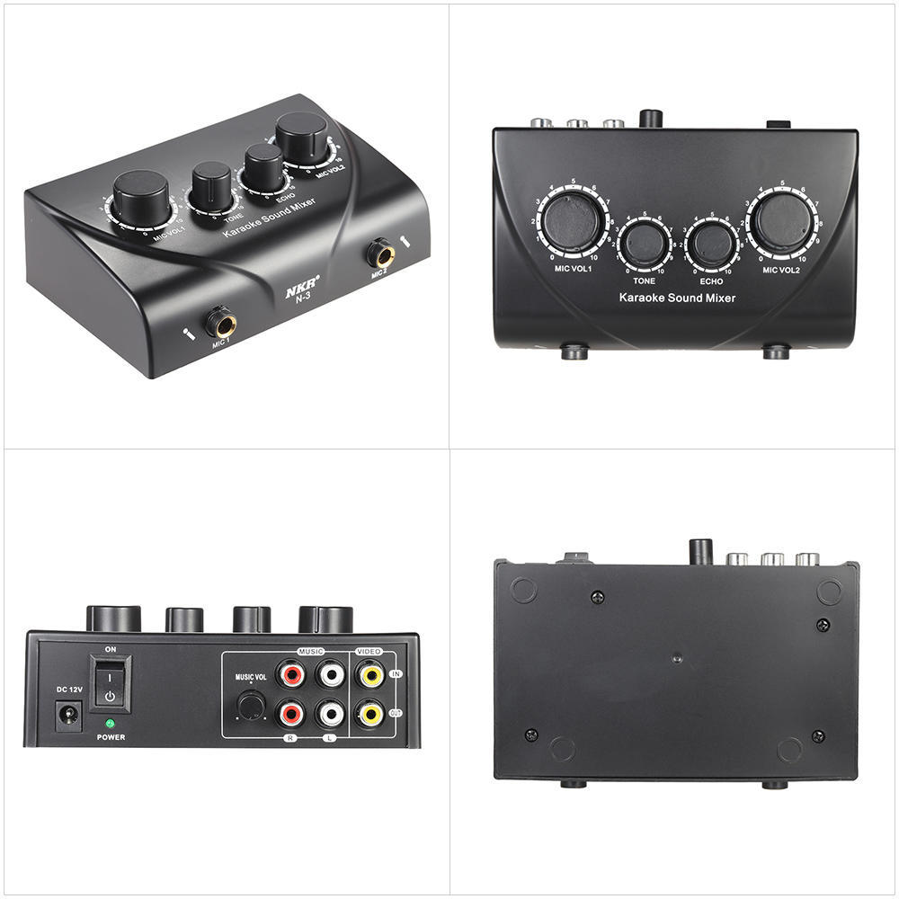 Honelife Karaoke Sound Mixer Dual Mic Inputs with Cable