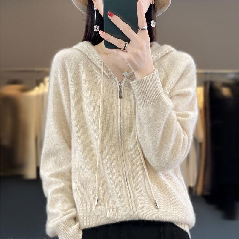 Fashion Sweater Women Leisure Sweater Sweater For Women Hooded Zippered Cardigan Plus Size