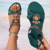 Womens Flat Sandals Summer Bohemian Vacation Style Sandals Retro Ethnic Style Sandals for Women Casual Open-toed Beach Sandalias
