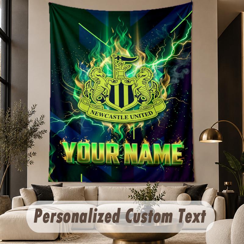 Custom Text Tapestry Newcastle United FC Print Wall Tapestry Indoor Living Room Wall Decor