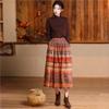 Johnature Woman Spring Vintage Style Print Skirts