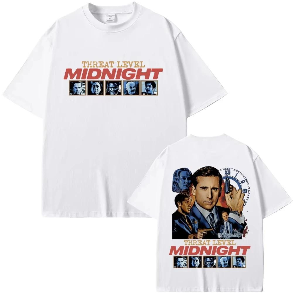 Threat Level Midnight Michael Scott Homage Graphic Print T-shirt Tv Series The Office Dwight Schrute Jim Halpert Men Women Loose Casual Oversized Top