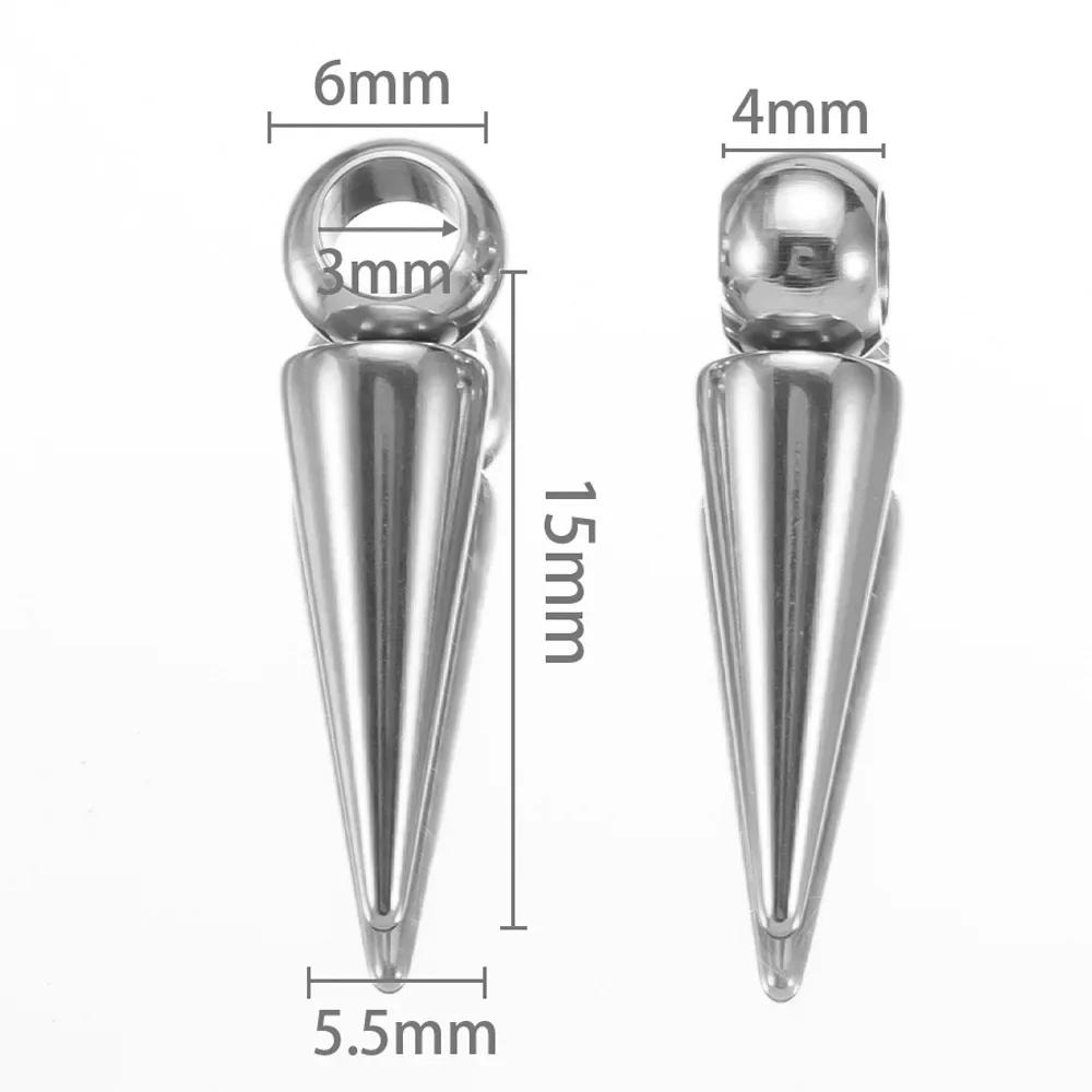 10PCS Stainless Steel Cone Charms Pendants Retro Spike Beads Charms Pendants for Women Man Hoop Earring Jewelry Making Supplies