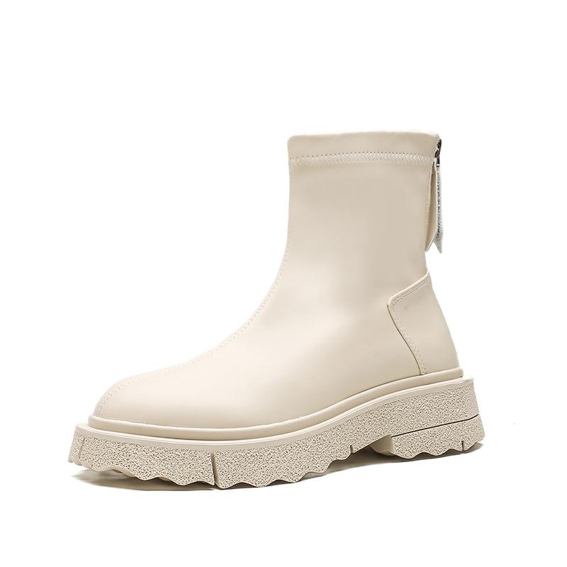 Short boots women's autumn and winter Martin boots women's thick heel thick sole square head soft leather thin boots women's versatile velvet models