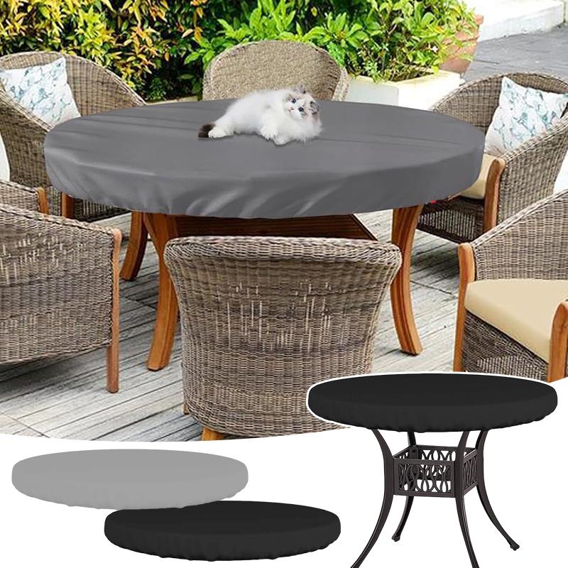 Round Table Rain Cover Outdoor Garden Furniture Waterproof Sun-Proof Protection Garden Patio Rain Covers Oxford Fabric Lining