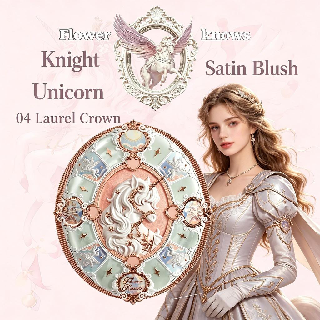[Pre-order] Flower Knows Knight Unicorn Satin Blush Palette 5 Colors Long Lasting Natural Matte Shimmer Face Blusher Makeup