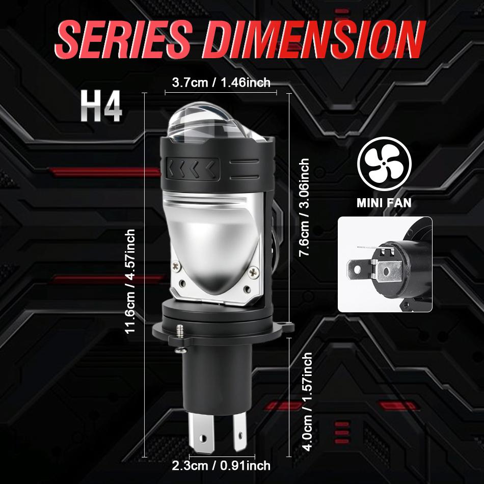 Bullvision 1PC H4 LED Lens Mini Bi Led Projector 800W Headlights CANBUS 9003 HB2 High Low Beam 6000K Motorbike Turbo Lamps