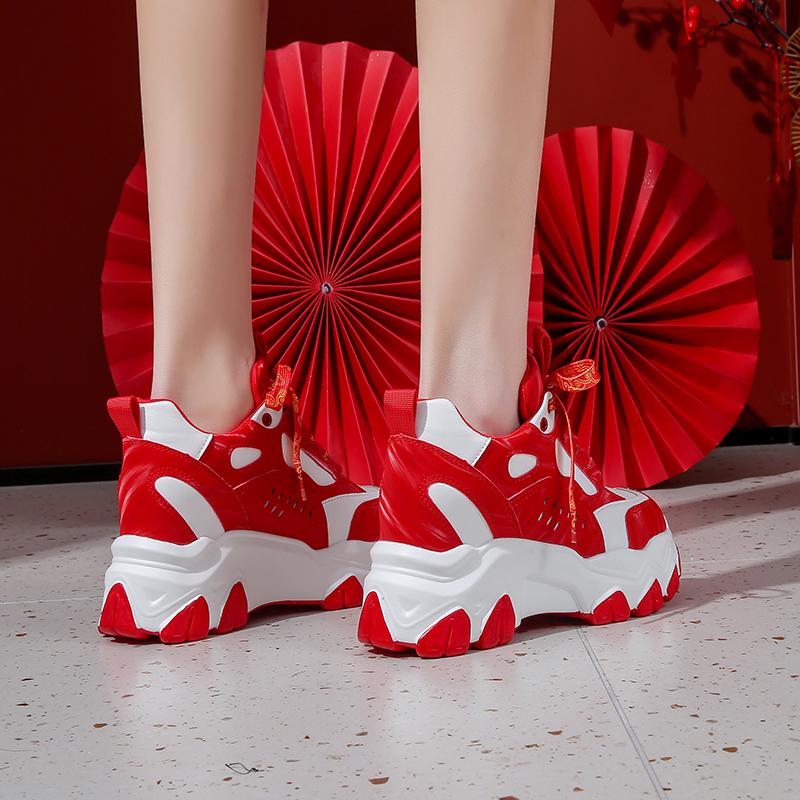 Fashion 7CM New Women High Top Sneakers Height Increasing Platform Casual Dad Shoes Spring Thick Sole Breathable Sport Shoes Woman