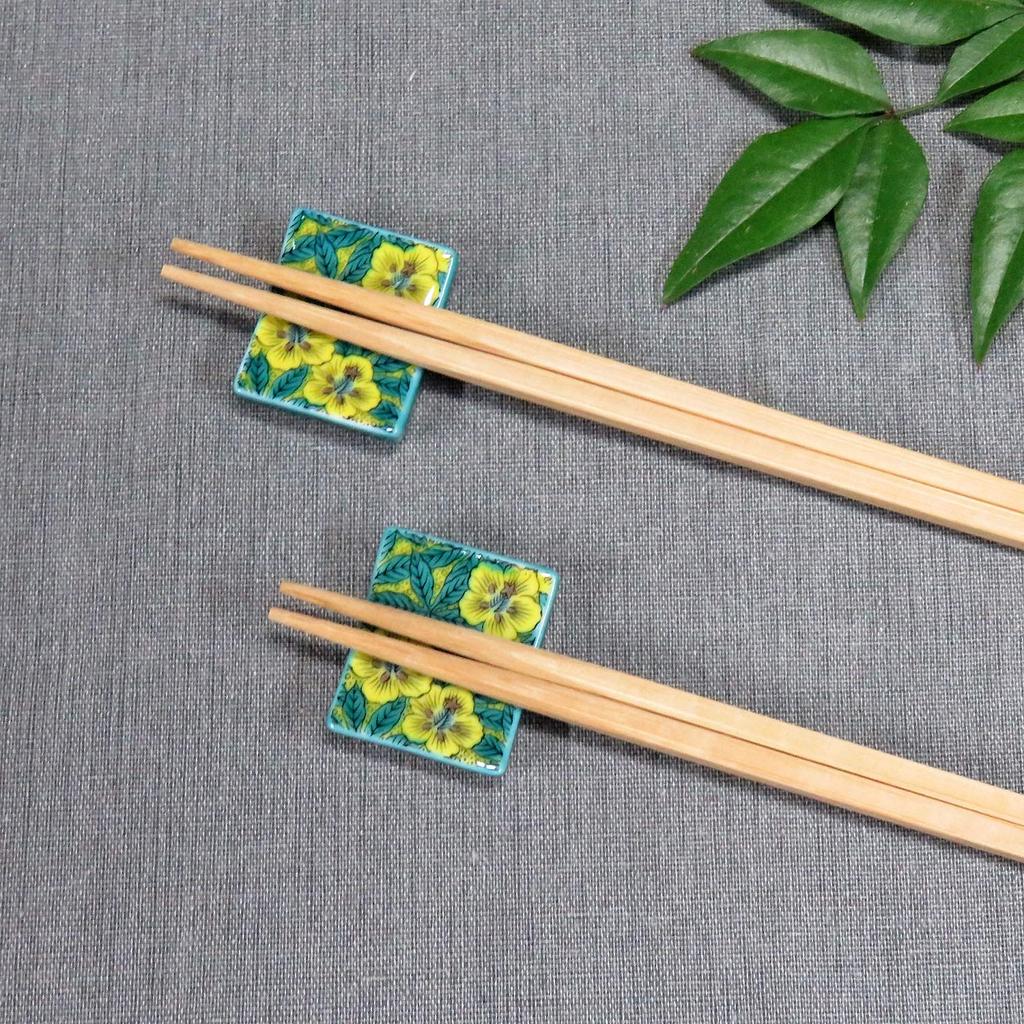 Stylish Kutani Ware Pair Chopstick Rest Aoi Made In Japan Set, Ceramic,