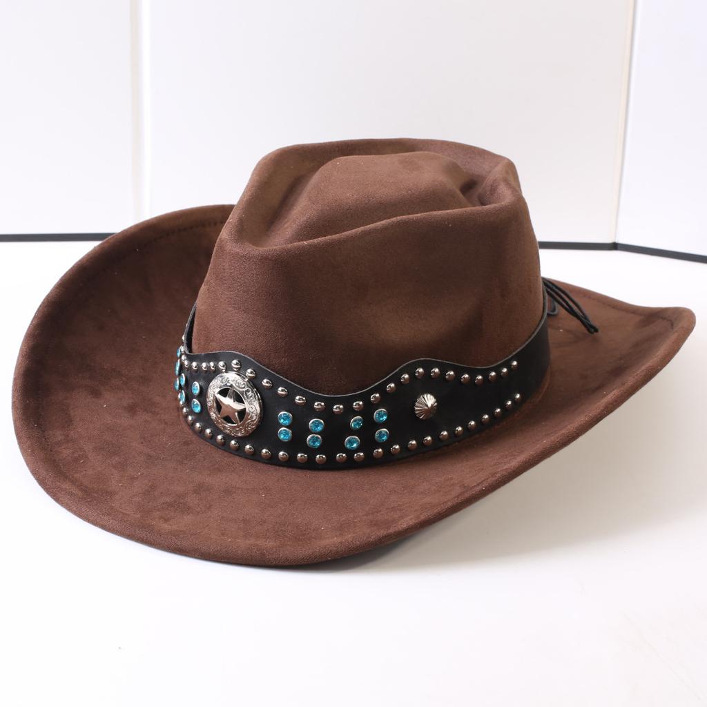 Popular European and American Classic Suede Western Cowboy Hats, Men's and Women's Retro Fashion Cowboy Hats
