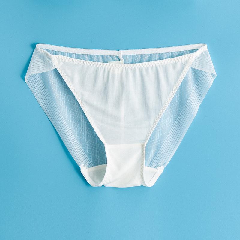 1 Pc Low Waist Sexy Lace Triangle Briefs Silky Smooth and High Elasticity Silk Home Underwear Briefs