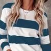 Γυναικεία Πουλόβερ Τοπ Color Block Ριγέ Μοτίβο Στρογγυλή Λαιμόκοψη Μακρυμάνικη Μπλούζα Φούτερ Καθημερινή Μπλούζα