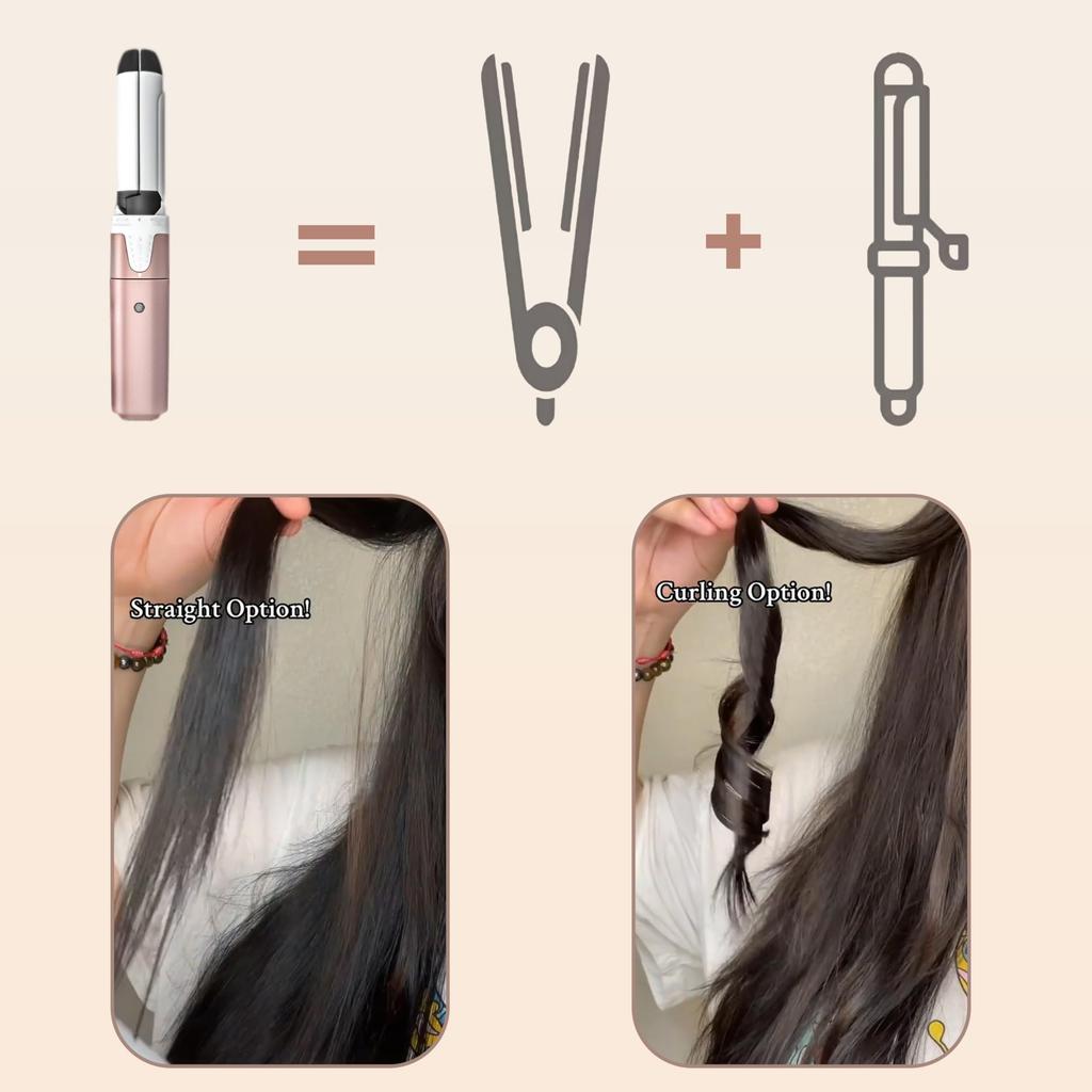 VAV Mini 2-Way Curl and Straightener Hair Iron, Portable, 200°C, Ideal for Home, Travel, Business Trips, Commuting, and Overseas Use