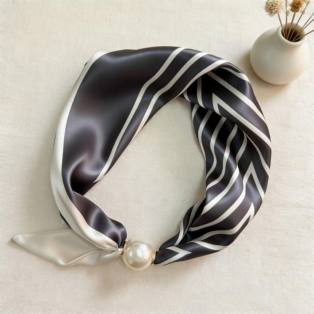 Sciarpe alla Moda con Fibbia Magnetica di Perle per Donna, Chic, con Pois, Stampa Leopardo, Corta, Setosa, Collane Choker Eleganti, Regalo per Signore