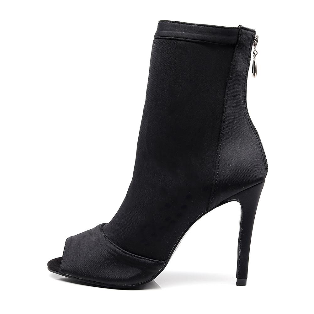 

Модные женские сапоги с открытым носком из эластичной ткани для женщин и девочек для джазовых танцев на каблуке 10 см 38