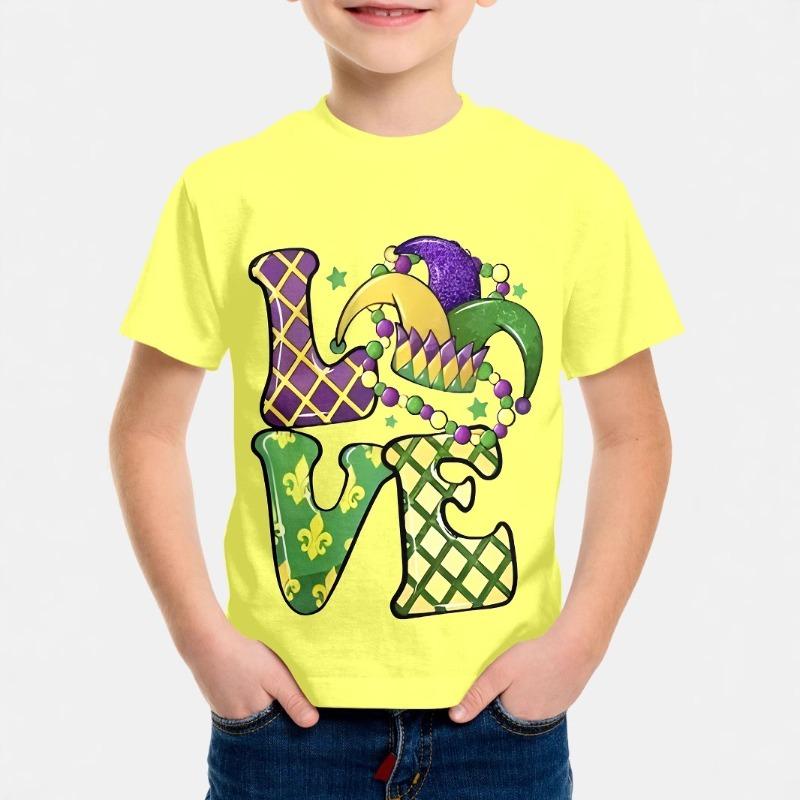 Color Blocked Short Sleeved 3D Digital Printed T-shirt for Children Shirt