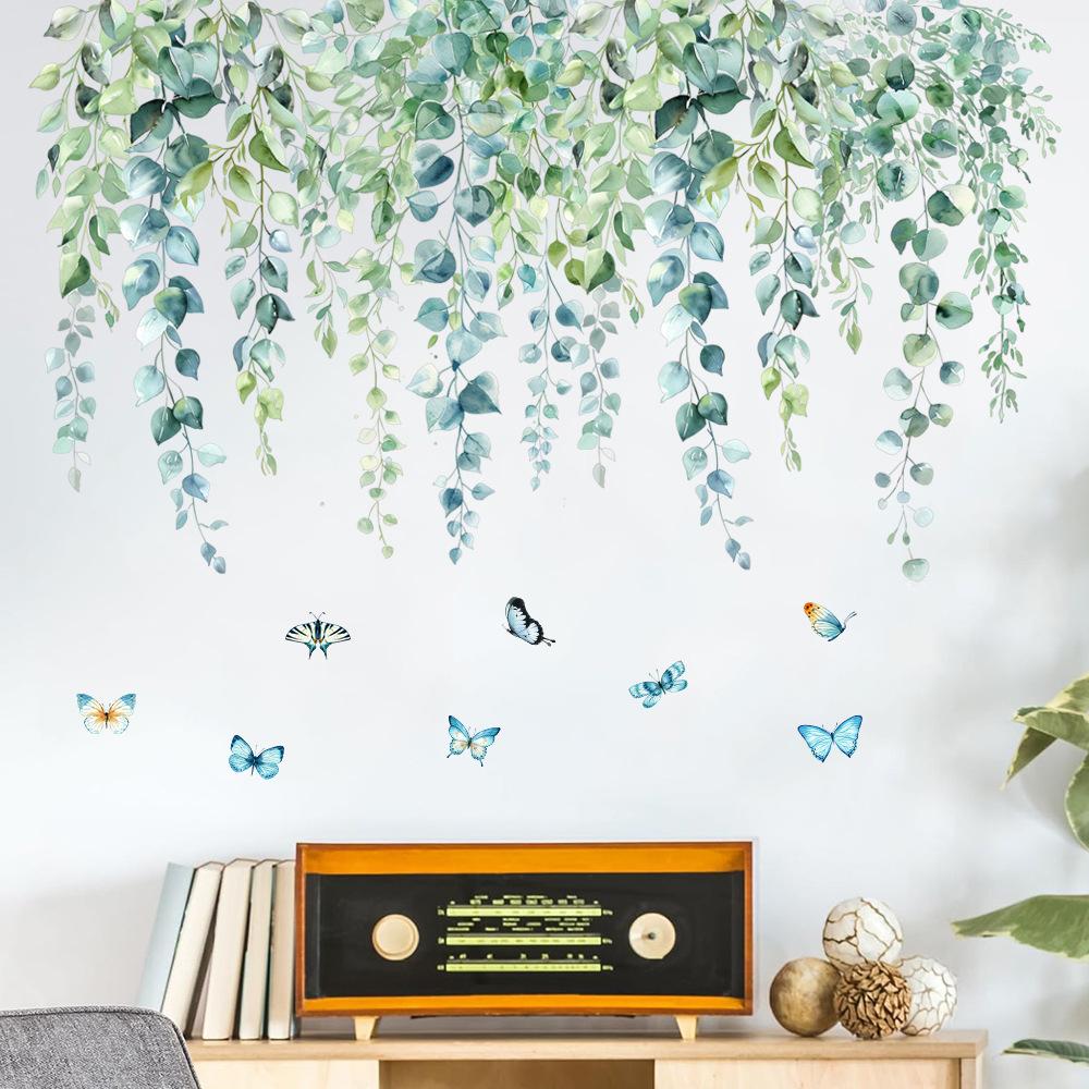 Flower Plants Wall Stickers Home Decoration Bedroom Adhesive Decals Wallpaper