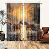 2 Pieces of Sunset Stream Horse Printed Curtains,30*65 Inches, Home Decoration, Room Decoration