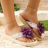 Fashion Shoes for Women 2025Hot Sale Square Toe Women's Slippers Summer Open Toe Chain Solid Outdoor Casual Beach Large Size Slippers