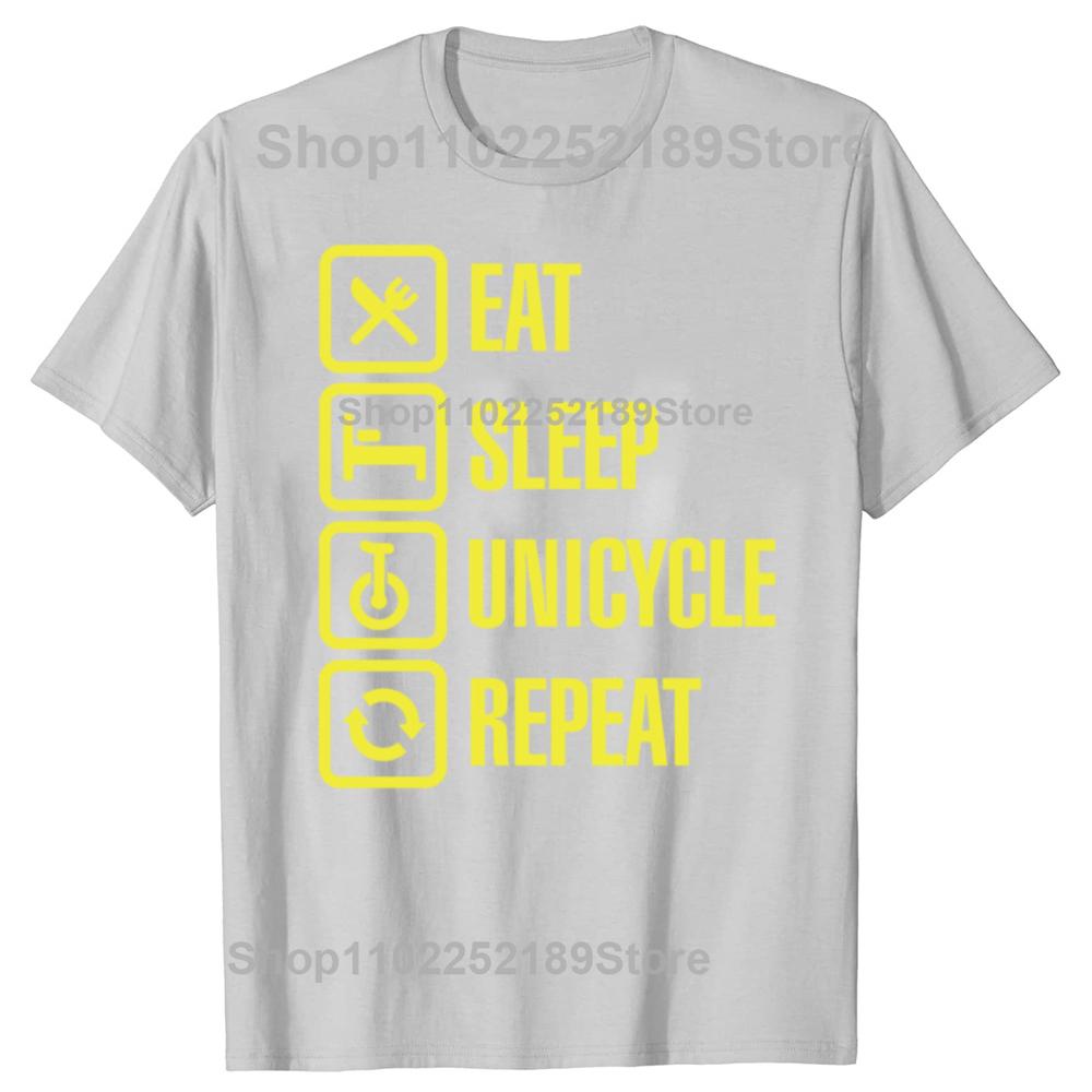 Funny Eat Sleep Unicycle Repeat Unicycling Sport Graphic T-shirts Men Fashion Casual Tshirt 100% Cotton Loose Oversized T Shirt