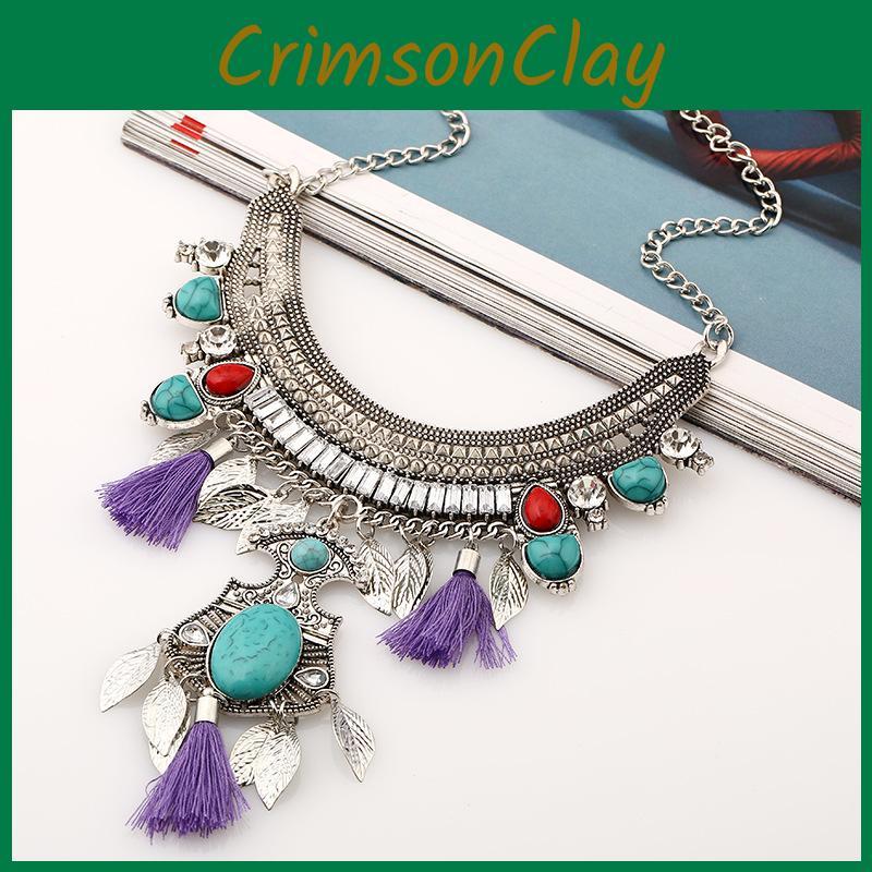 Simulovaný styl Etnická dekorace drahokamů Dámský náhrdelník s designovým střapcem