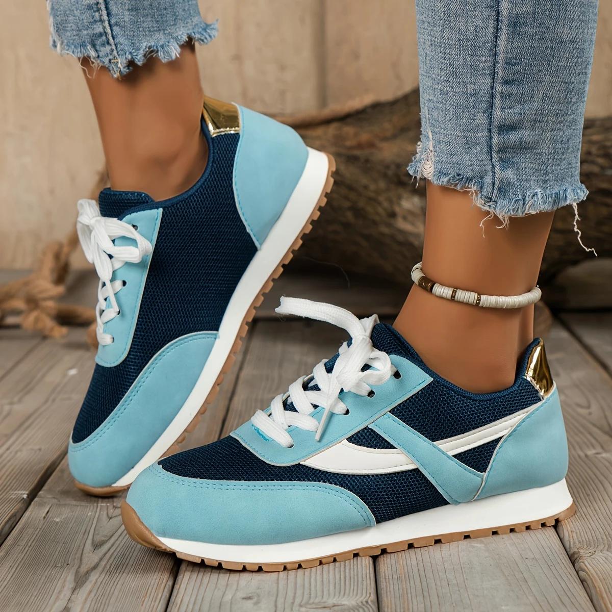 

Женские кроссовки 2024 Новые повседневные летние модные дышащие женские сетчатые кроссовки на шнуровке для женщин на платформе для ходьбы дизайнерская обувь 43 светло-синий