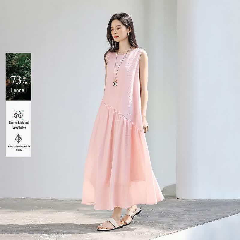 IHIMI Women s Lyocell Sleeveless Summer Midi Dress L