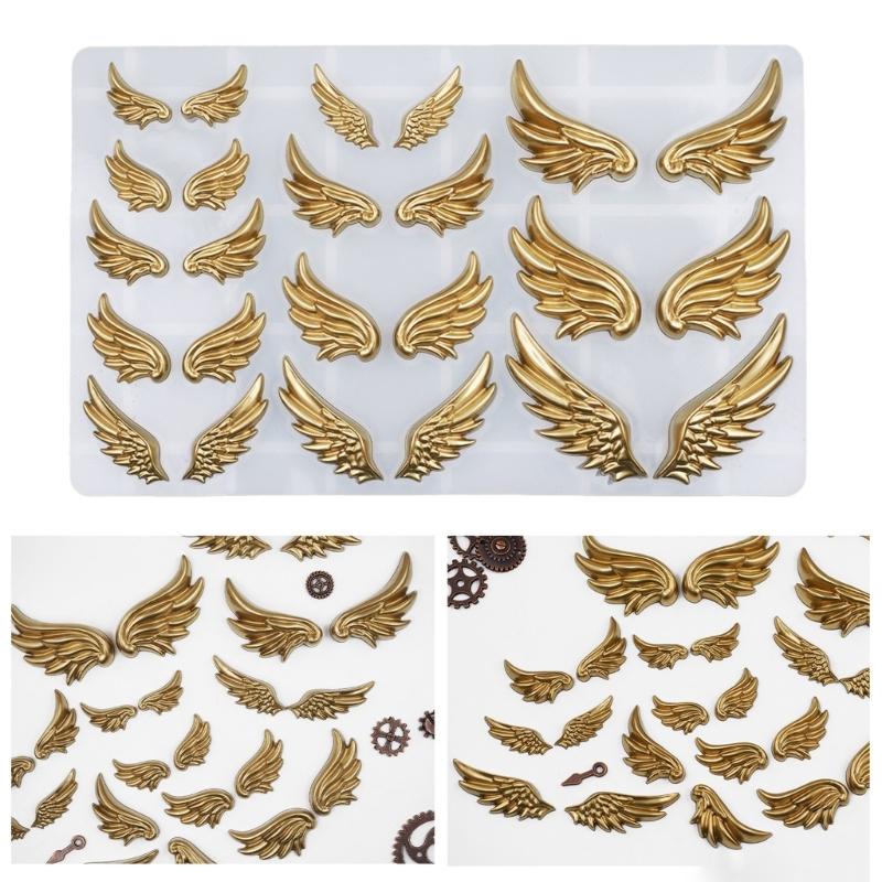Mirrored Surfaces Angel Wing Silicon Mold for Crystal Resin Projects Easy Demoulding Halloween Decoration Mould