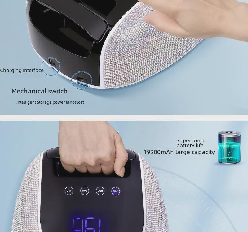 Portable High-Power Nail Lamp with Diamond Inlay – Battery Operated UV Dryer