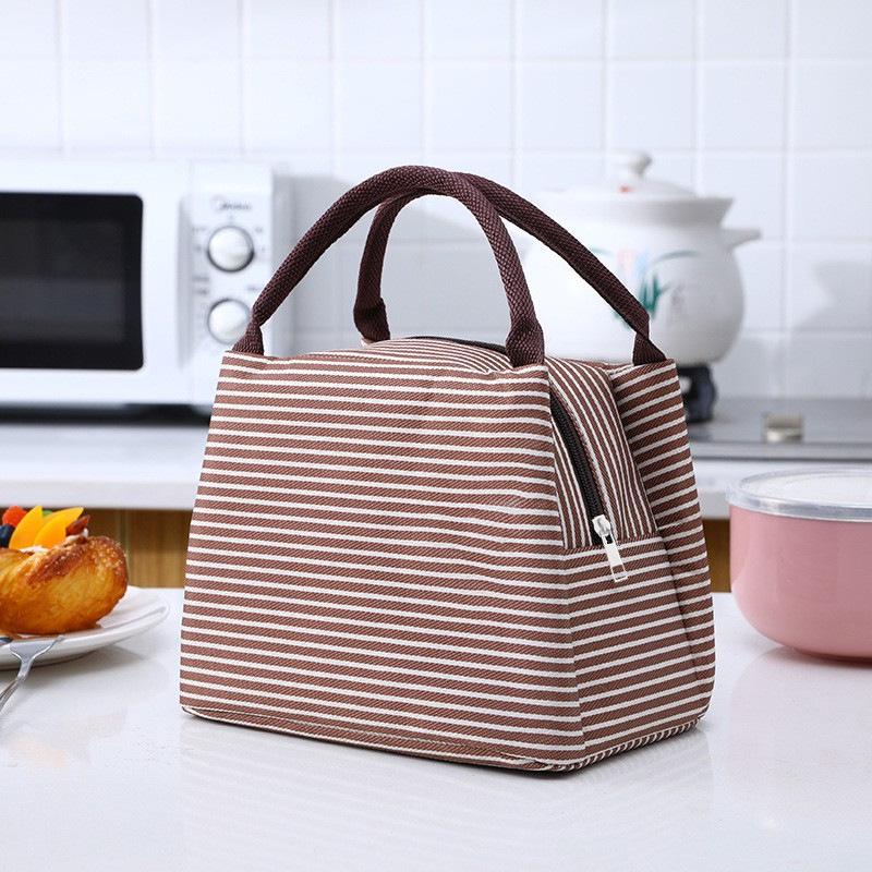 Insulated Oxford Cloth Striped Lunch and Picnic Bag - Large, Waterproof, B Style Ice Bag