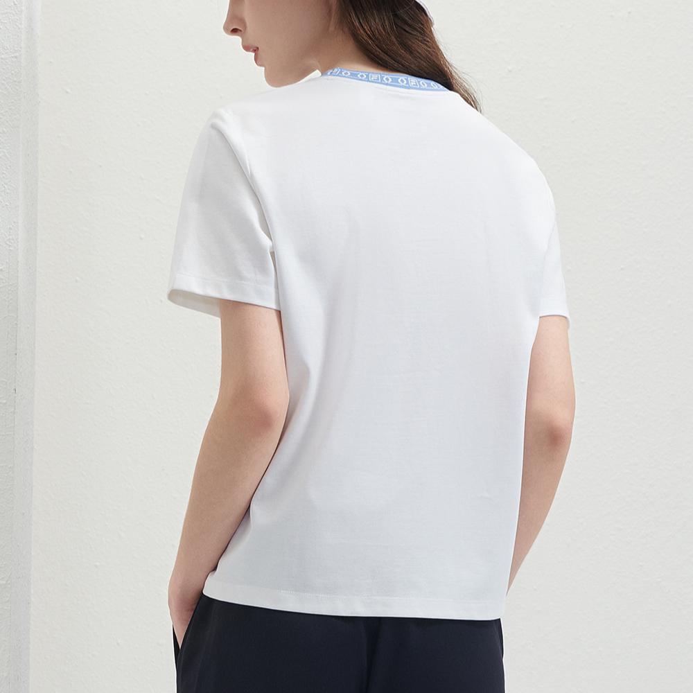 Fila Heritage Solid Color Crew Neck Short Sleeve T-Shirt Women Tops White F11W421102F-WT