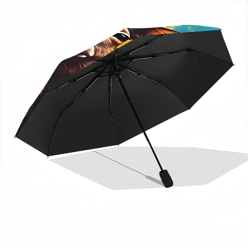 1pc Deer Abstract Art Automatic Open/Close Umbrella, Portable Folding Umbrella for Travel, Themed Events067