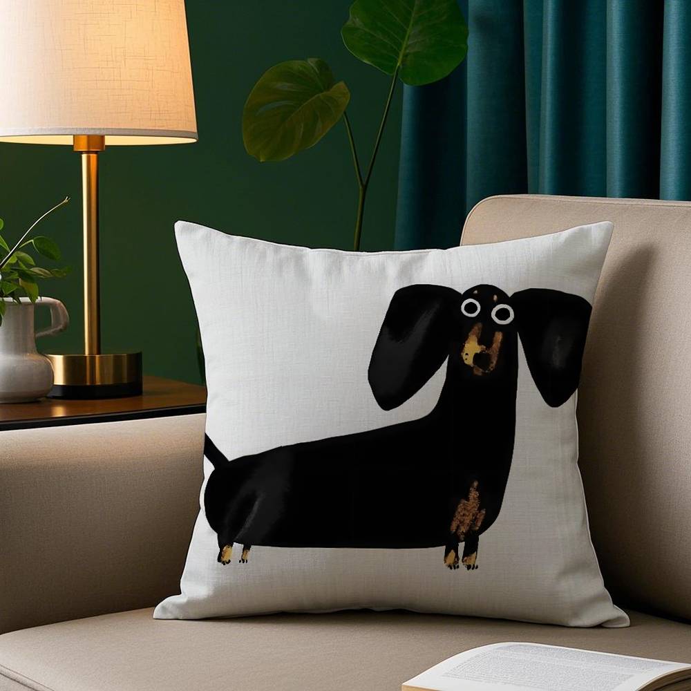 Cute Dachshund Dog Pillow Case Short Plush Print Cushion Cover Square Throw Pillow Covers Sofa Home Decor