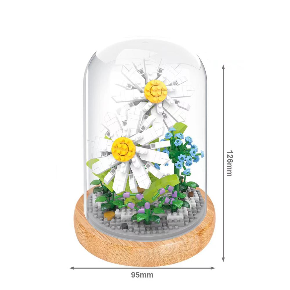 Exhibition Booth Brick Micro Diamond Block Flower Carnation Feverfew Lotus Kapok Jasmine Morning Glory Nanobrick Toys For Girls