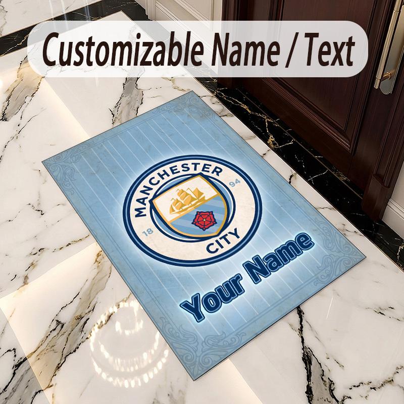 Crystal Velvet Rug Manchester City Print Custom Name Text Floor Mat Home Decor