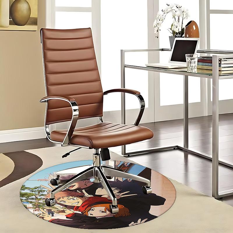 1pc Anime Cartoon Design Round Carpet  Office Chair Mat, NonSlip Rug for Home Decor 80cm