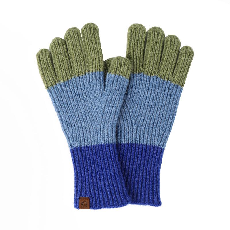Autumn and winter new products, long contrasting colors, gloves, finger-exposed knitted wool gloves, windproof thickened warm gloves