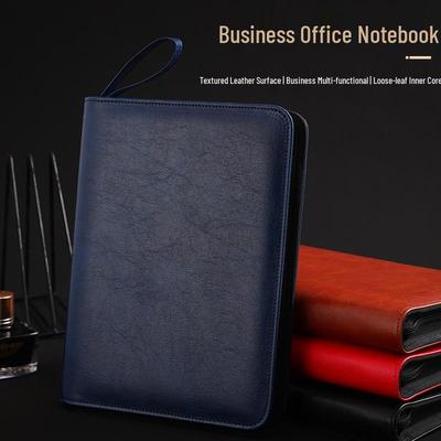 Personalizowany Notes A5 ze Skóry PU z Torbą na Zamek - Wkład Luźnokartkowy do Biura i na Spotkania