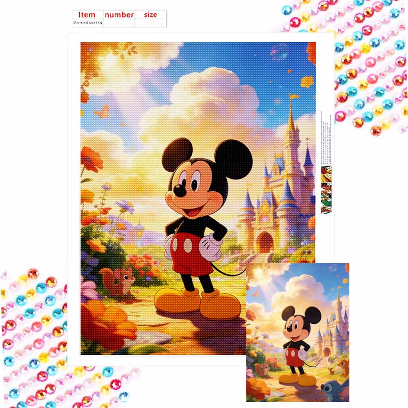 Disney Mickey Mouse and Friends castle landscape oil painting handmade painting art kit mosaic diy home decoration gift