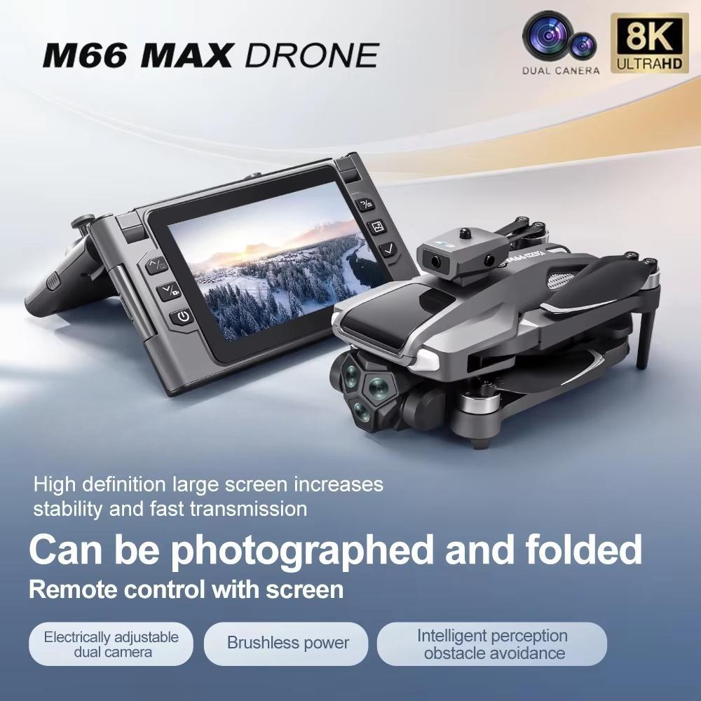 New M66 MAX Professional Drone HD Cameras Brushless 5G Obstacle Avoidance Optical Flow Positioning Folding Rc Quadcopter Screen Display Toy Gift
